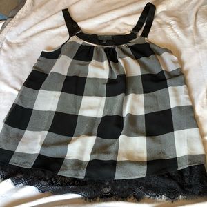 Lane Bryant Buffalo plaid lace trim tank top